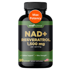 GADE Nutrition NAD+ with Resveratrol bottle pour for daily vitality.