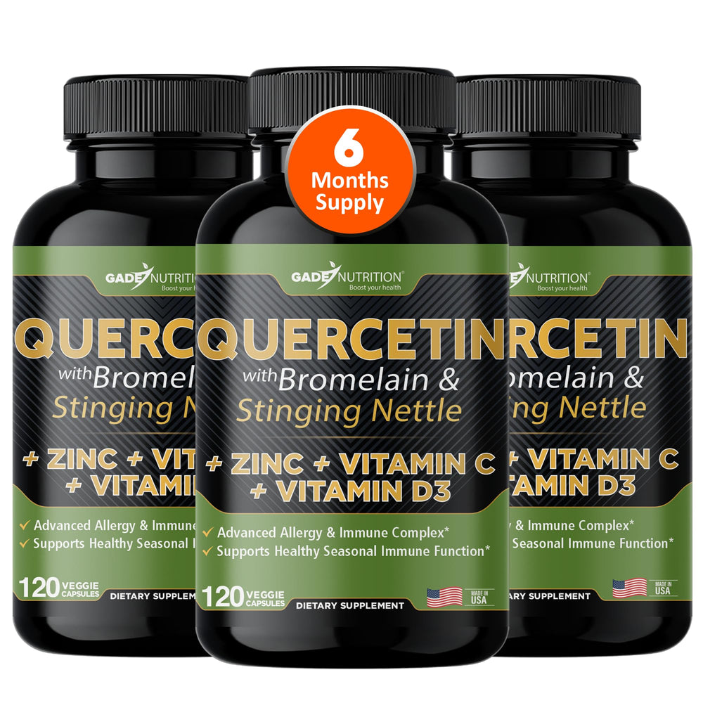 GADE NUTRITION Quercetin bottle label highlighting immune-support blend