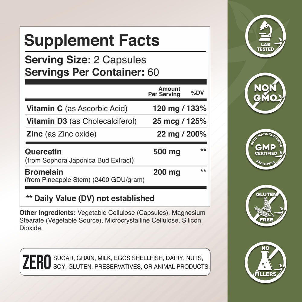Gade Nutrition Quercetin with zinc and vitamin C supports overall wellness
