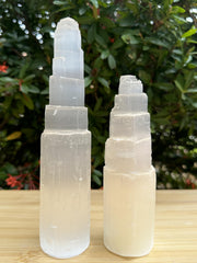 GAF Treasures large 6-inch selenite skyscraper tower ideal for meditation and protection.