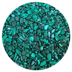 GAF TREASURES Malachite Chips with polished edges for jewelry and decor.