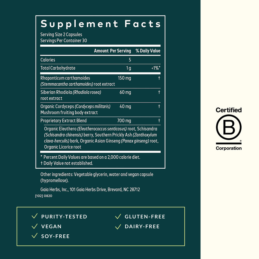 Gaia Herbs Adrenal Health Jumpstart capsules ready for daily use
