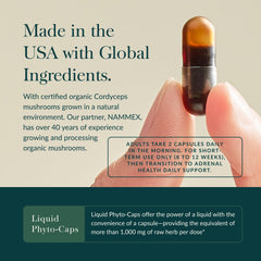Gaia Herbs Adrenal Health Jumpstart pouring capsules during a busy morning