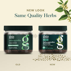 Gaia Herbs Ashwagandha Gummies gluten-free vegan badge