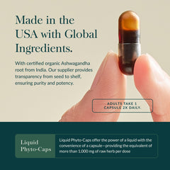 Gaia Herbs Ashwagandha Root bottle on a clean counter for convenient daily use