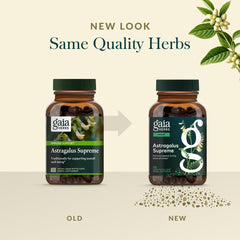 Gaia Herbs Astragalus Supreme bottle pour demonstrates straightforward daily dosing