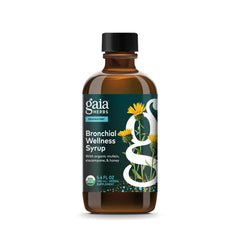 Gaia Herbs Bronchial Wellness Syrup bottle for respiratory support and daily comfort.