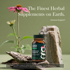 Gaia Herbs Echinacea Supreme bottle back explains dosage for immune support.