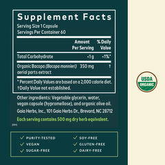 Gaia Herbs Black Elderberry capsules close-up, plant-based wellness option.