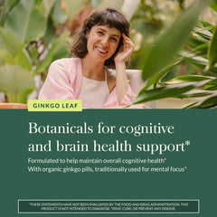 Gaia Herbs Ginkgo Leaf bottle pour showing easy-to-take capsules for daily routines