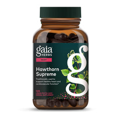 Gaia Herbs Hawthorn Supreme bottle with label supports heart health