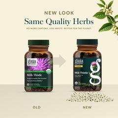 Gaia Herbs Milk Thistle ingredient note, emphasizing globally sourced botanicals.