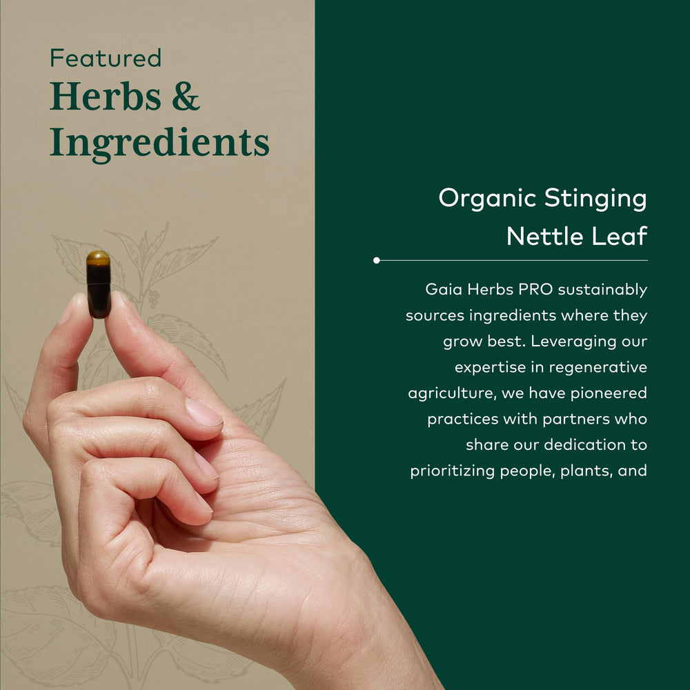 Gaia Herbs Organic nettle leaf extract shows natural color and clarity