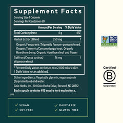Gaia Herbs Period Cycle Serenity turmeric closeup as part of the blend