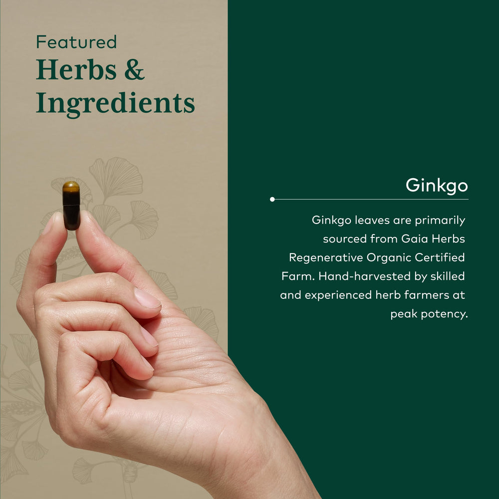 GAIA Herbs Pro bottle label shows certified organic extract for purity.