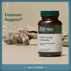 Gaia Herbs PRO label detail emphasizes olive oil and lecithin for absorption.