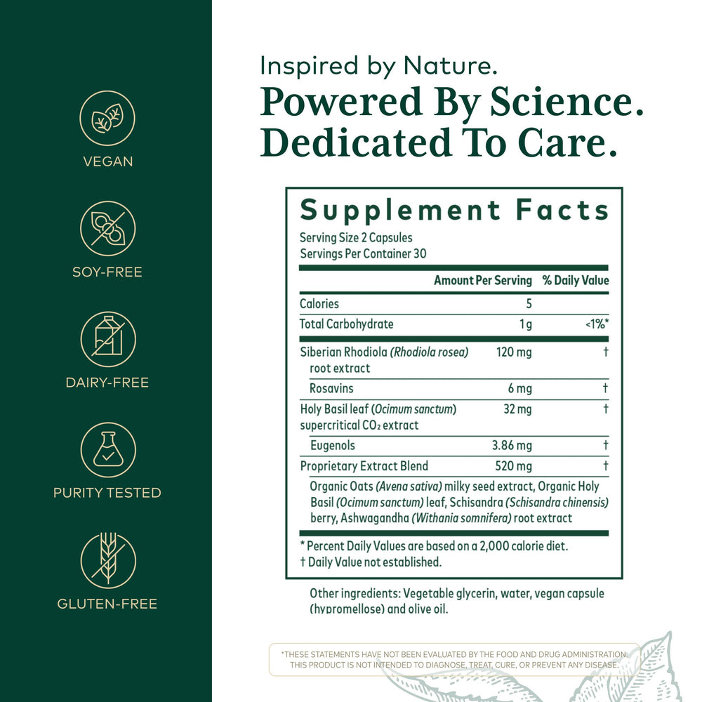 Gaia Herbs PRO Daytime HPA label closeup highlighting premium ingredients and olive oil for absorption