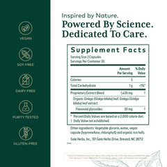 GAIA Herbs Pro ginkgo leaf extract capsules, convenient daily brain support.