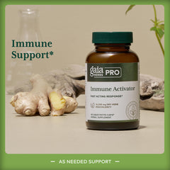 GAIA Herbs Pro Immune Activator ginger root detail signals warm herbal benefits.