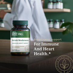 Gaia Herbs PRO regenerative organic farm backdrop reinforces quality sourcing.
