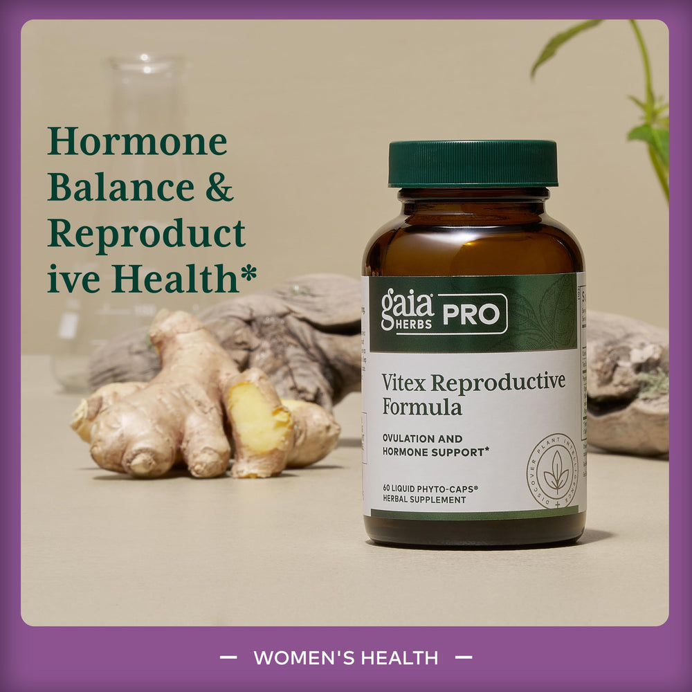 Chaste tree berry image with Gaia Herbs PRO Vitex for cycle balance.