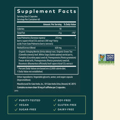 Gaia Herbs Prostate Health capsules close-up highlighting plant-based ingredients.