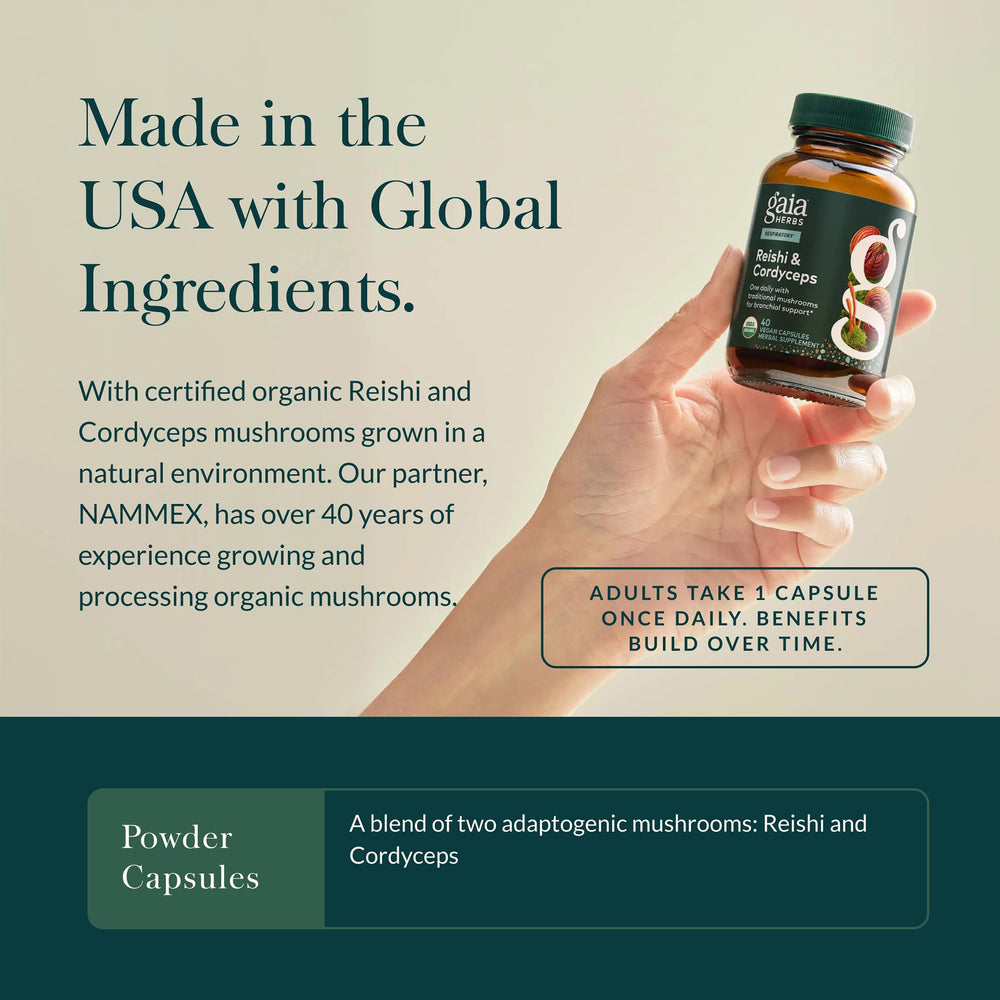Gaia Herbs label highlights 40 servings and ethical sourcing.