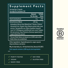 Gaia Herbs Saw Palmetto ingredient highlights traditional vitality herbs.