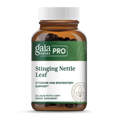 Gaia Herbs Stinging Nettle Leaf bottle highlights respiratory support potential