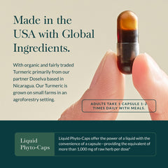 Gaia Herbs Turmeric Supreme bottle pour demonstrating easy dispensing.