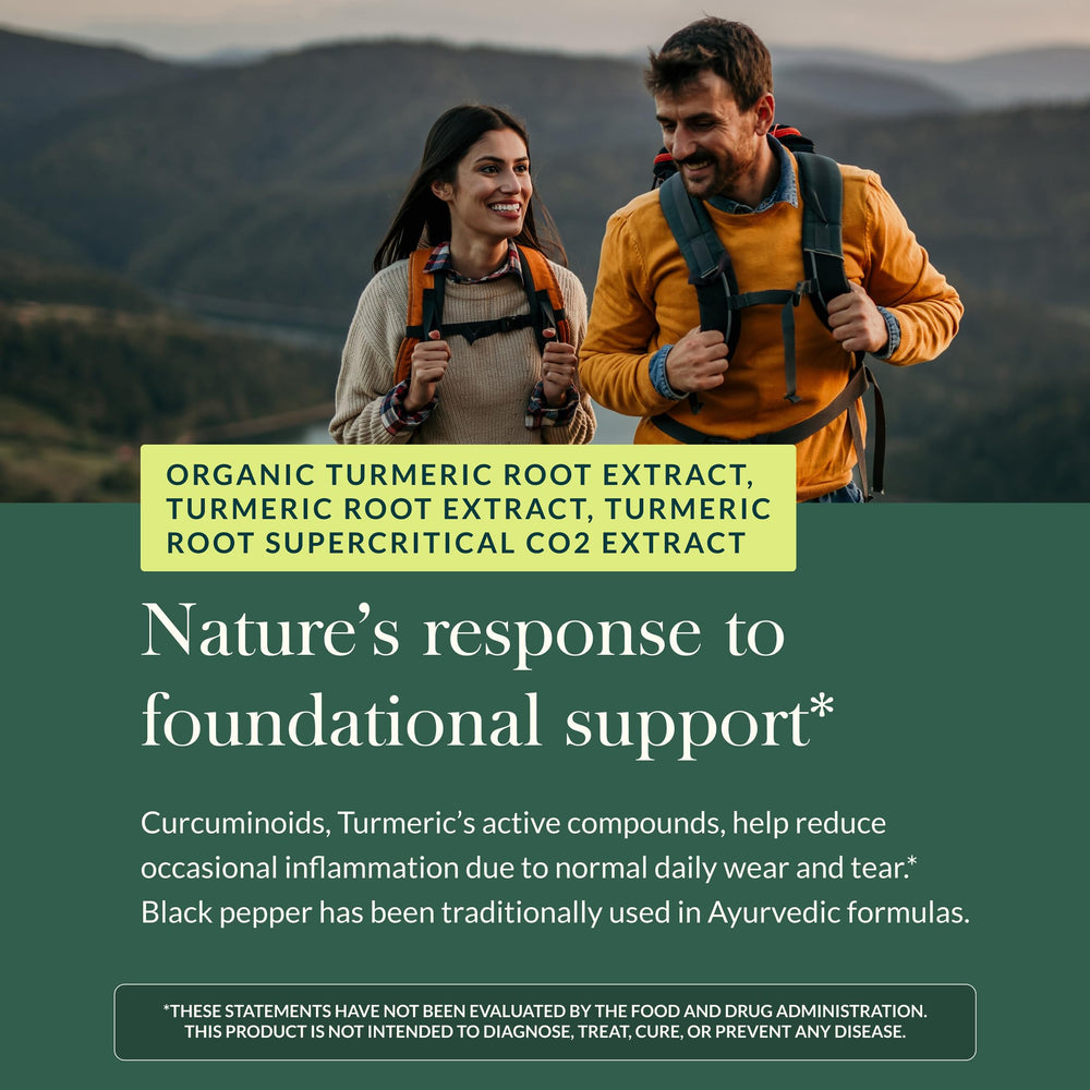 Gaia Herbs Turmeric Supreme Extra Strength ingredients image illustrating three turmeric root extracts