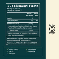 Gaia Herbs Valerian Root label front highlights traditional sleep support