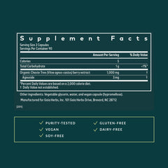 Gaia Herbs Vitex Berry capsules ready for daily hormone balance support.