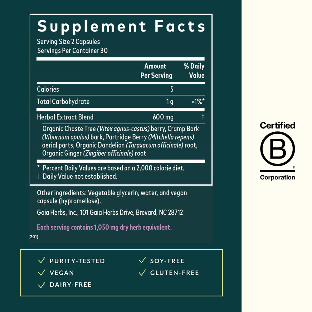Gaia Herbs Vitex berry close-up highlighting traditional hormonal support
