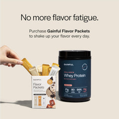 Gainful Collagen Whey Unflavored bottle front highlighting unflavored base for recipes.