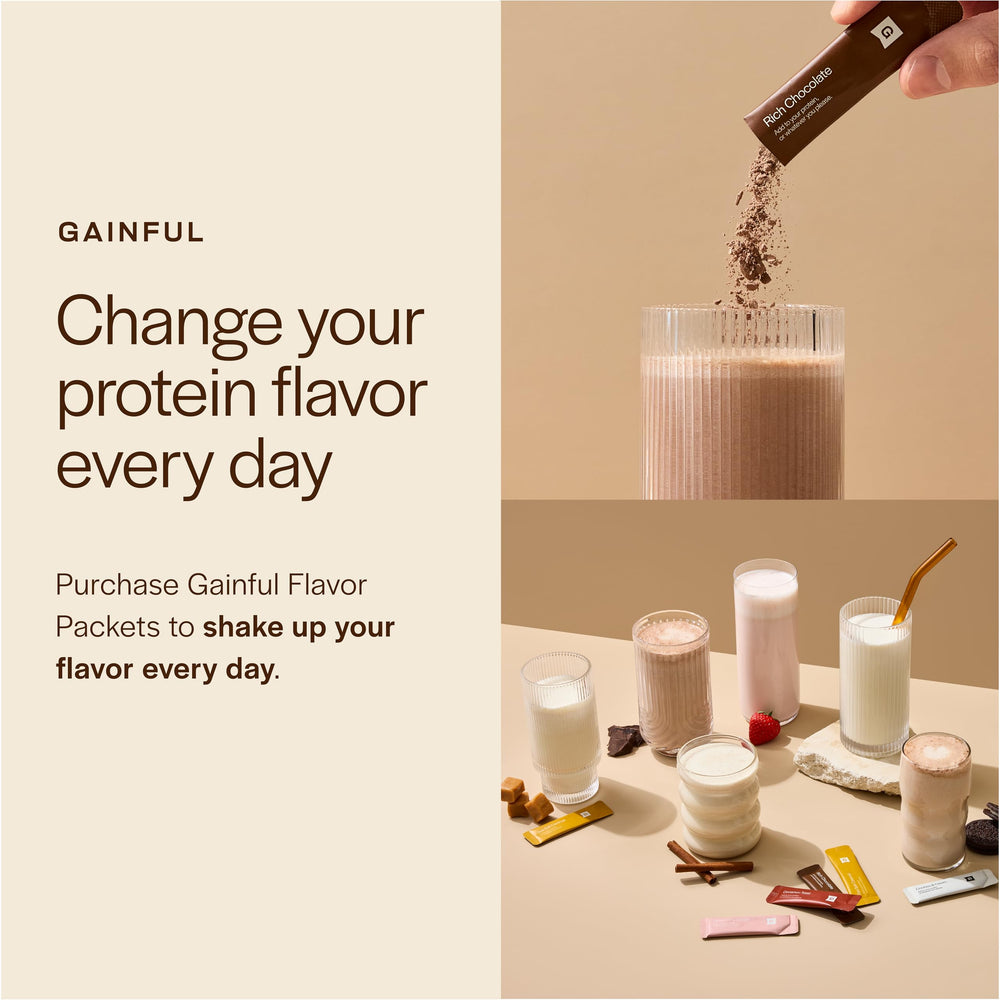 Gainful Everyday Plant Protein Powder smoothie mix, unflavored base for versatile flavor customization.
