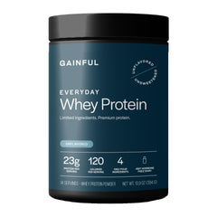 Gainful Everyday Whey protein tub front view, reliable daily protein source