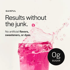 Gainful pre-workout tub label highlights caffeine and creatine with clean ingredients.
