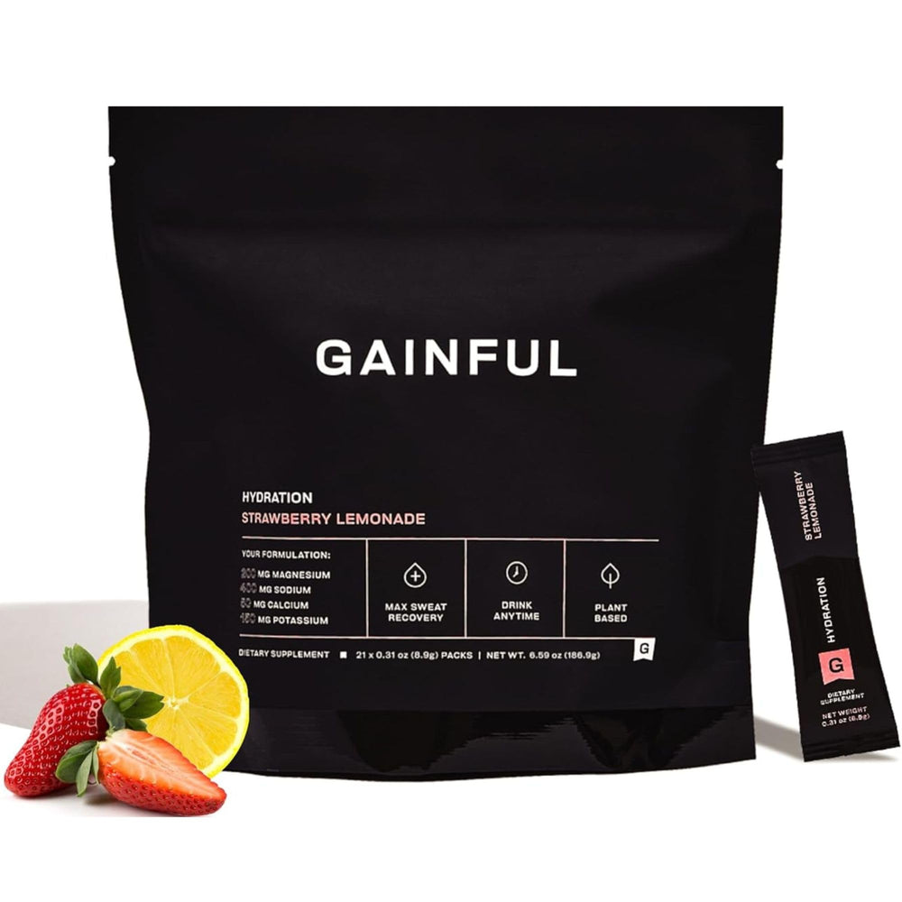 Gainful hydration packets front view for on-the-go hydration.