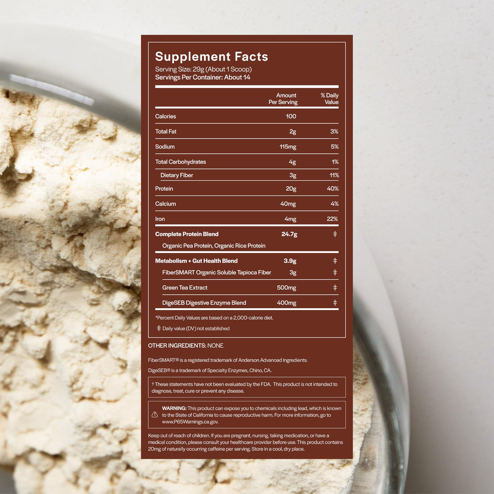 Gainful Lean Plant Protein Powder scoop showing 20g protein per serving for lean goals
