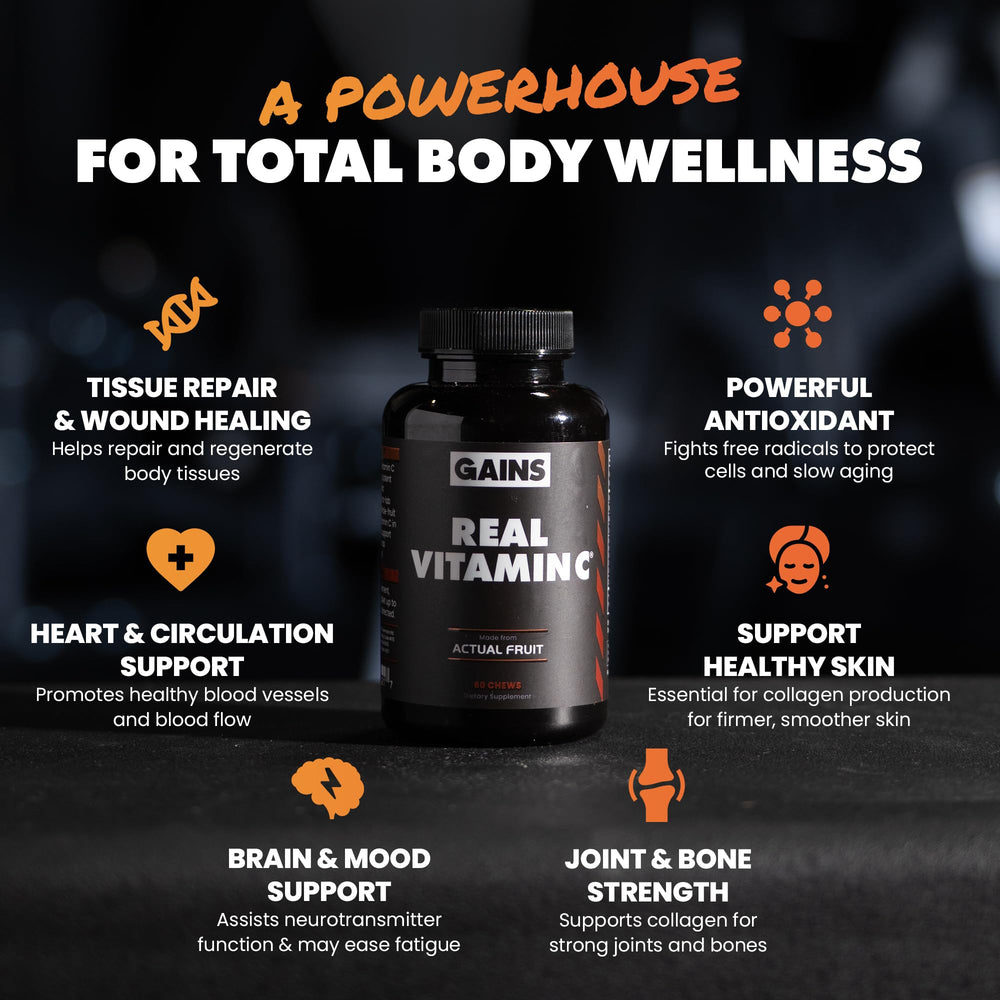 GAINS IN BULK Real Vitamin C chewable acerola flavors with natural taste