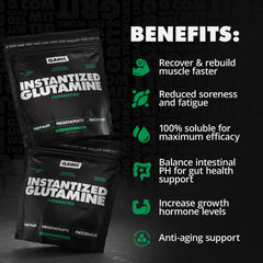 GAINS IN BULK L-Glutamine jar label highlights third-party tested purity