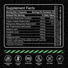 Gains in Bulk Liv Clean digestive enzymes aiding nutrient absorption.