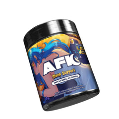 Gamer Supps AFK+ Blueberry Lemon Cake bottle pour for easy nightly routine.