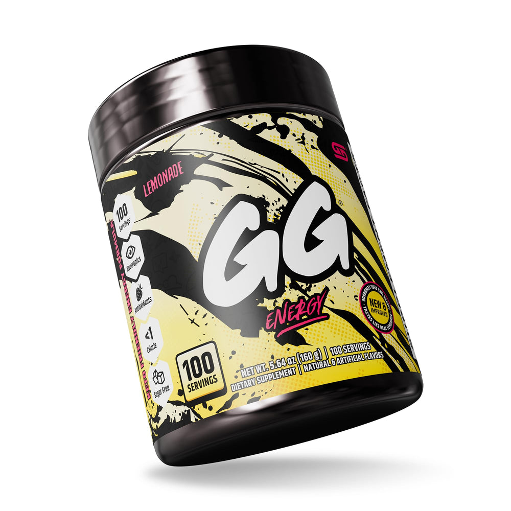 Gamersupps GG Energy Lemonade mixing into a glass for a refreshing gaming pick-me-up