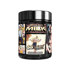 Gamer Supps GG Schlatt Milk bottle front showing blue raspberry flavor for gamer energy.