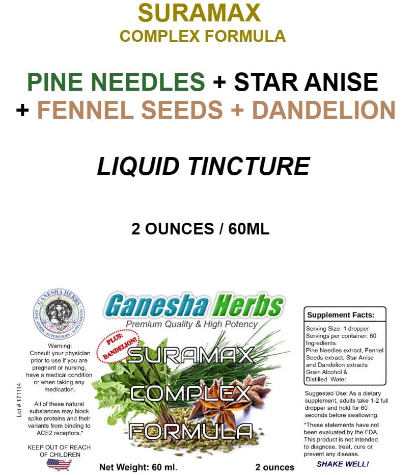 Ganesha Herbs SURAMAX immune-support vitamin C and antioxidants note.
