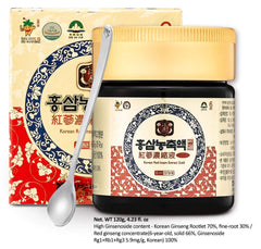 Gangwoninsam Korean Red Ginseng Extract Gold bottle close-up highlighting rich ginsenoside content.