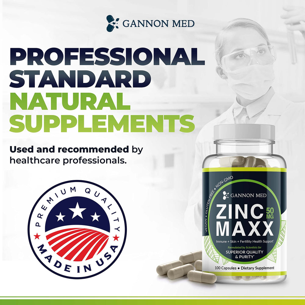 GANNON MED Zinc Maxx packaging indicates a 3+ month supply for value.