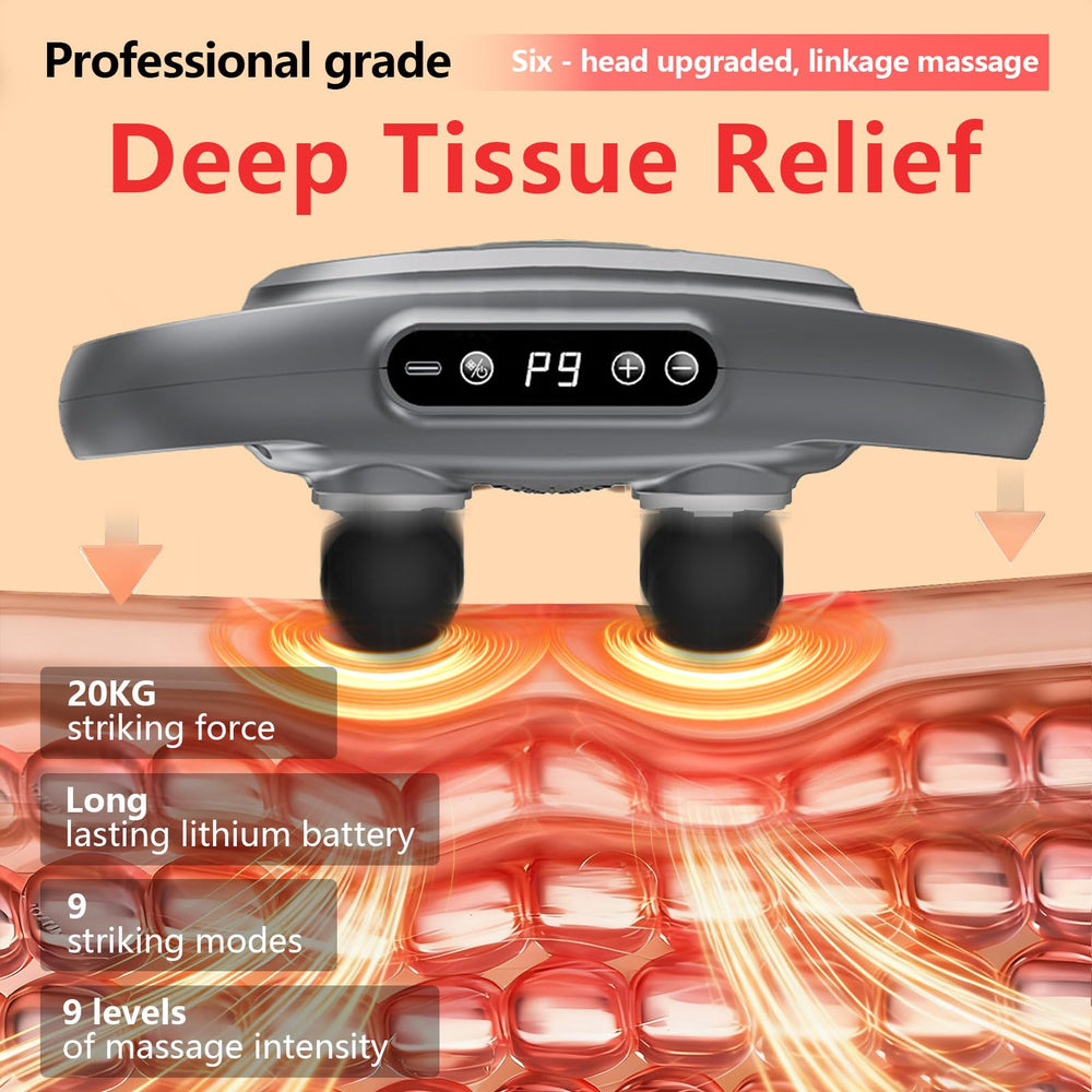 Gaolerbee massage gun with interchangeable heads enables versatile full-body use.